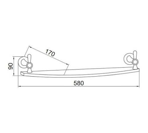 Полка стеклянная подвесная Boheme Chiaro 58 см золото 10507