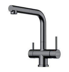 Смеситель для кухни Omoikiri Takamatsu-S GM с выдвижным изливом под фильтр вороненая сталь 4994564