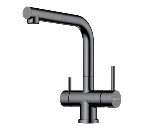 Смеситель для кухни Omoikiri Takamatsu-S GM с выдвижным изливом под фильтр вороненая сталь 4994564