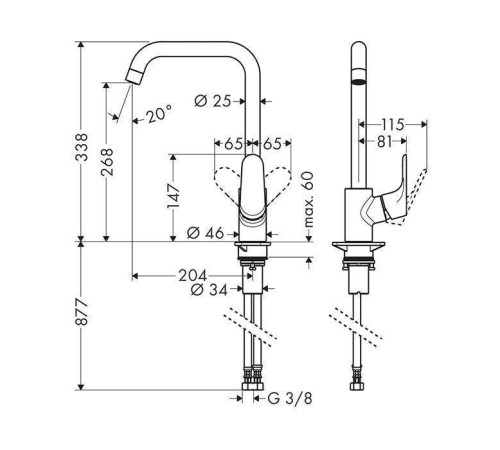 Смеситель для кухни Hansgrohe Focus 260 черный матовый 31820670