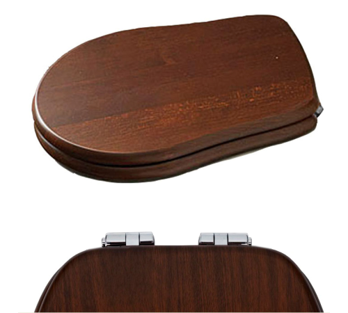 Сиденье для унитаза Kerasan Retro с микролифтом дерево/хром 108840