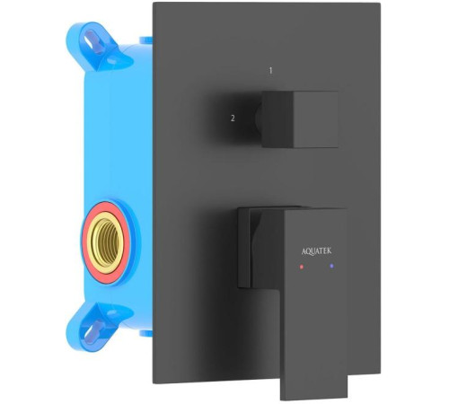 Смеситель для ванны Aquanet Libra встраиваемый 2 режима комплект черный матовый AQ1646MB