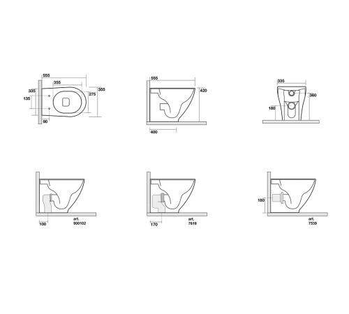 Унитаз напольный Kerasan Aquatech 55х36 см с крепежом белый 371901