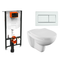 Комплект 4 в 1 VitrA Normus унитаз подвесной с инсталляцией и панелью хром глянец 9773B003-7206