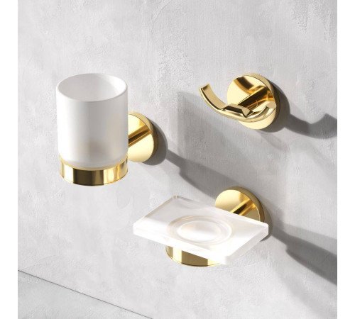 Мыльница стеклянная с настенным держателем AM.PM X-Joy золото A85A34299