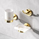 Мыльница стеклянная с настенным держателем AM.PM X-Joy золото A85A34299