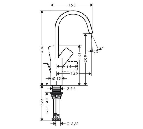 Смеситель для раковины Hansgrohe Vivenis 210 с поворотным изливом и донным клапаном хром 75030000