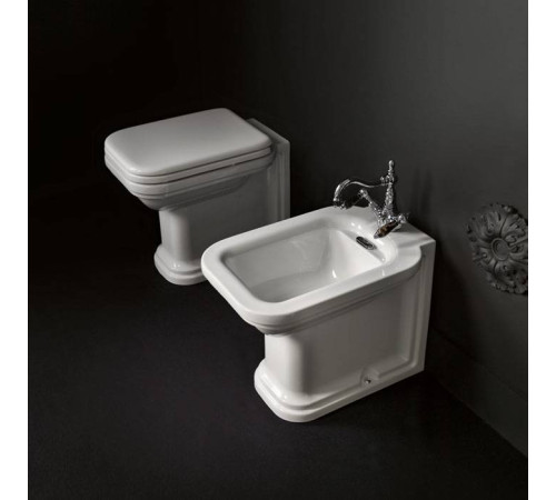 Биде напольное Kerasan Waldorf 55х37 см 1 отверстие белый хром 4121K1bi/cr*1 / 760390