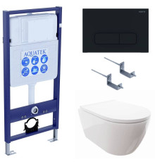 Комплект инсталляции 4 в 1 Aquatek Поларис (рама Standard, унитаз AQ0700-00, сиденье soft-close, панель KDI-0000017) ПОЛАРИС-017