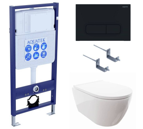 Комплект инсталляции 4 в 1 Aquatek Поларис (рама Standard, унитаз AQ0700-00, сиденье soft-close, панель KDI-0000017) ПОЛАРИС-017