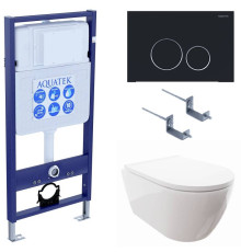 Комплект инсталляции 4 в 1 Aquatek Поларис (рама Standard, унитаз AQ0700-00, сиденье soft-close, панель KDI-0000020) ПОЛАРИС-020