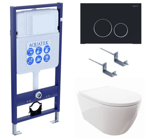 Комплект инсталляции 4 в 1 Aquatek Поларис (рама Standard, унитаз AQ0700-00, сиденье soft-close, панель KDI-0000020) ПОЛАРИС-020