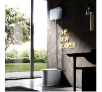 Унитаз напольный Kerasan The New Yorker 60х36.5 см с высоким бачком фурнитура хром белый глянцевый 569101/568001/759290/7593K1/561801F