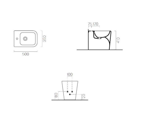 Биде напольное GSI Traccia Big 50х35 см FVB/6962111