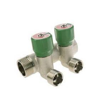 Коллектор модульный ELSEN 3/4 2 контура 1/2 HP ПУ вентили 90° TIN латунь EMW03.02T