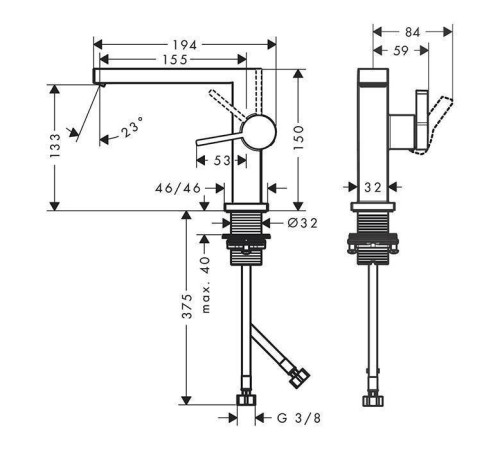 Смеситель для раковины Hansgrohe Tecturis E высота 11 см с донным клапаном хром 73020000