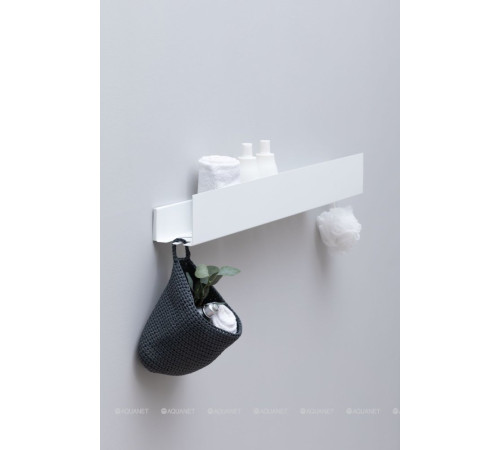 Полка Aquanet Магнум Н 900х120х100 мм с крючками белый матовый 00341541