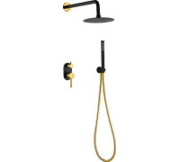 Душевой комплект Boheme Uno смеситель встраиваемый с верхним и ручным душем black/gold 464-BG