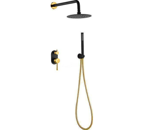 Душевой комплект Boheme Uno смеситель встраиваемый с верхним и ручным душем black/gold 464-BG