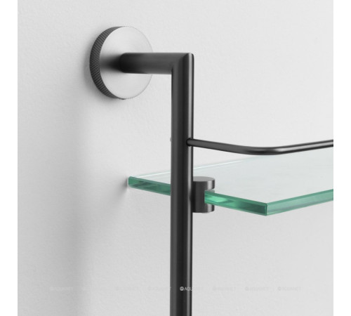 Полка стеклянная двойная Allen Brau Priority 418х408х138 мм графит брашированный 6.31015-MG