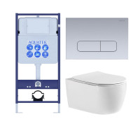 Комплект инсталляции с унитазом AQUATEK ЕВРОПА cmp014 (рама INS-0000012, клавиша KDI-0000014, унитаз AQ1106-00) ЕВРОПА cmp014