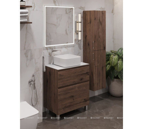 Тумба под раковину Aquanet Алвита New 70 напольная 2 ящика дуб веллингтон табак 00344128