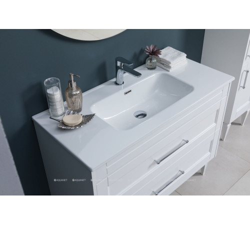 Тумба с раковиной Aquanet Бостон new 100 (Flat) белый сатин 00345363