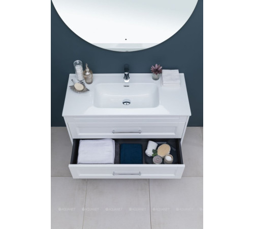 Тумба с раковиной Aquanet Бостон new 100 (Flat) белый сатин 00345363