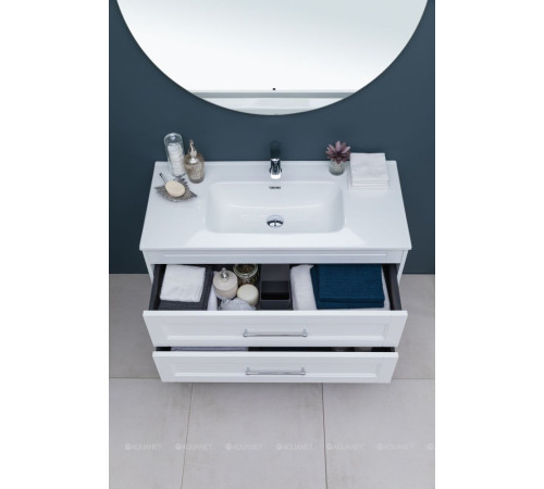 Тумба с раковиной Aquanet Бостон new 100 (Flat) белый сатин 00345363