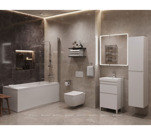 Тумба под раковину напольная Aquanet Слим 40 2 ящика белый сатин 00346040