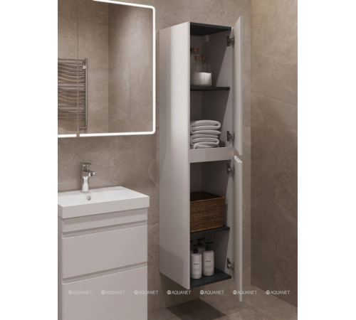 Шкаф-пенал Aquanet Слим 35 белый сатин 00346050