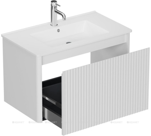 Тумба под раковину Allen Brau GRAVITY 80 1 ящик с фрезеровкой белый матовый 1.370017.WM