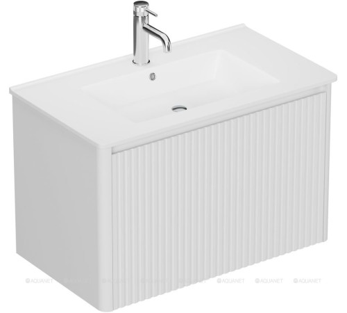 Тумба под раковину Allen Brau GRAVITY 80 1 ящик с фрезеровкой белый матовый 1.370017.WM