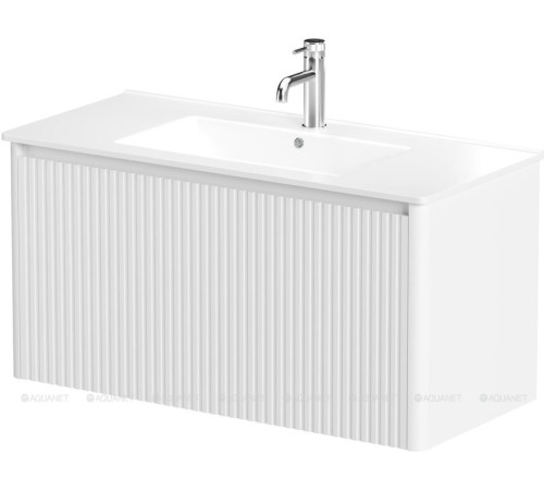 Тумба под раковину Allen Brau GRAVITY 100 1 ящик с фрезеровкой белый матовый 1.370018.WM