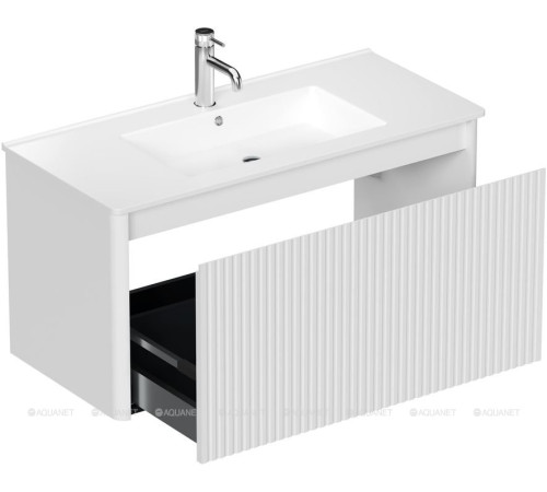 Тумба под раковину Allen Brau GRAVITY 100 1 ящик с фрезеровкой белый матовый 1.370018.WM