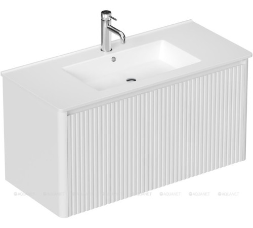 Тумба под раковину Allen Brau GRAVITY 100 1 ящик с фрезеровкой белый матовый 1.370018.WM