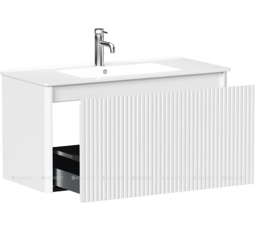 Тумба под раковину Allen Brau GRAVITY 100 1 ящик с фрезеровкой белый матовый 1.370018.WM