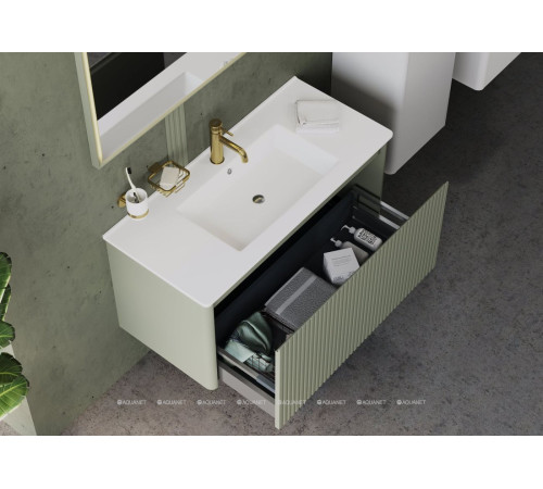 Тумба под раковину Allen Brau GRAVITY 100 1 ящик с фрезеровкой белый матовый 1.370018.WM