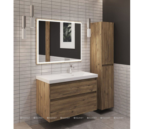 Тумба с раковиной Aquanet Nova Lite 2.0 90 R 2 ящика дуб рустикальный 00365928