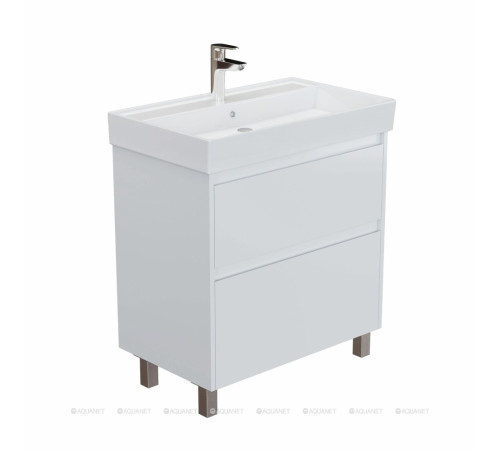 Тумба с раковиной Aquanet Nova Lite 2.0 75 напольная белый глянец 00348195