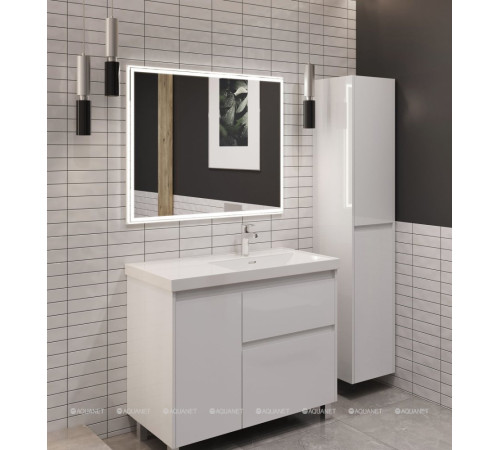 Тумба под раковину Aquanet Nova Lite 2.0 100 R напольная белый глянец 00346340