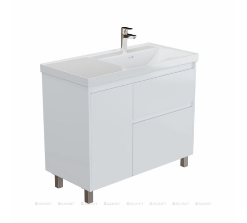 Тумба под раковину Aquanet Nova Lite 2.0 100 R напольная белый глянец 00346340