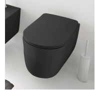 Унитаз безободковый подвесной Kerasan Nolita 55х35 см с креплениями черный матовый 531431