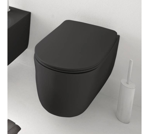 Унитаз безободковый подвесной Kerasan Nolita 55х35 см с креплениями черный матовый 531431