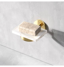 Мыльница стеклянная с настенным держателем AM.PM X-Joy золото A85A34299