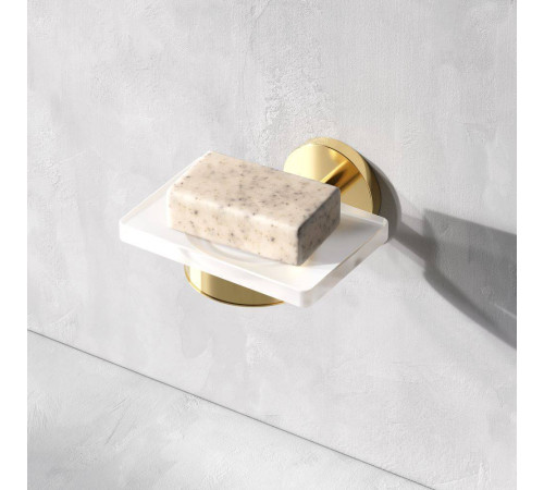 Мыльница стеклянная с настенным держателем AM.PM X-Joy золото A85A34299