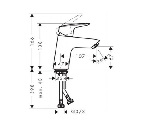 Смеситель для раковины Hansgrohe Logis без донного клапана 71071000