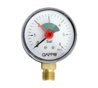 Манометр радиальный Gappo G1470 6 бар 1/4 d.50 мм G1470