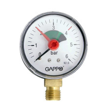 Манометр радиальный Gappo G1470 6 бар 1/4 d.50 мм G1470