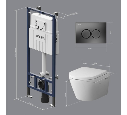 Комплект инсталляция с подвесным унитазом AM.PM FlashClean сиденье микролифт и клавиша IS100138.741701